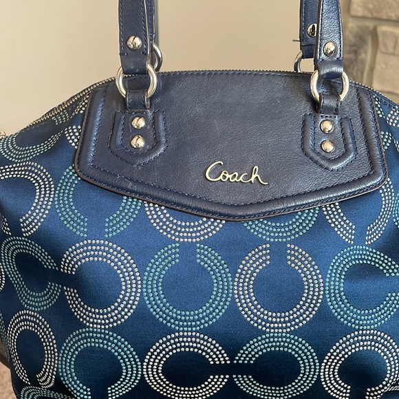 Coach Ashley Dotted OP ART North South Satchel Shoulder Bag - Picture 8 of 14